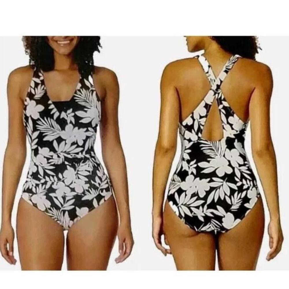 Lands End Swimsuit Women One Piece UPF 50 Beach Resort Cruise, Black Sz Small J1